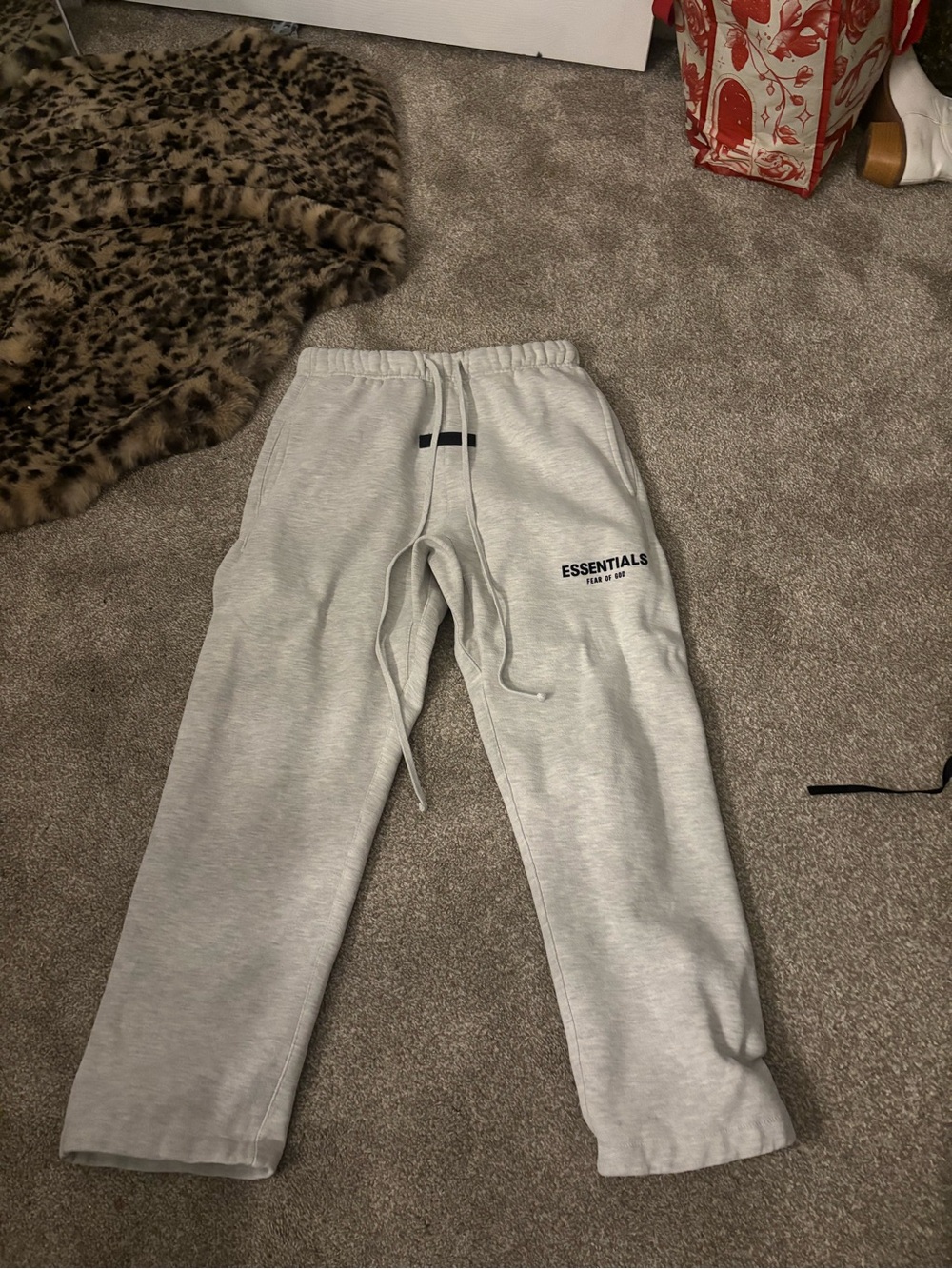 Essentials Light Gray Men’s Sweatpants with Logo